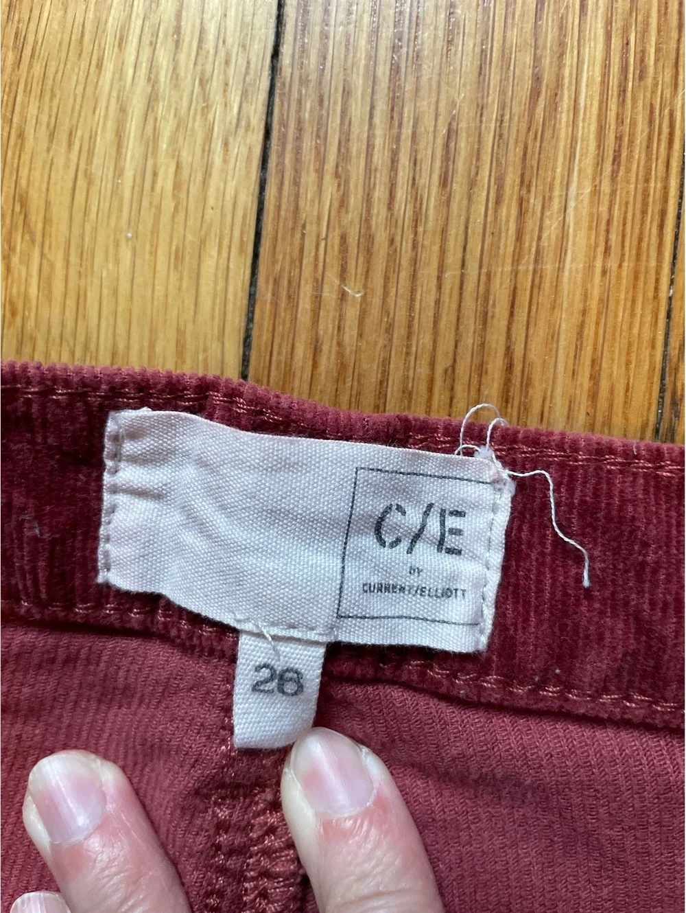 Current Elliott C/E Burnt Burgundy Corduroy Flare Pants Women's 26 Stretch